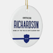 薄パーソナライズされた青ライン警察官 セラミックオーナメント (右)