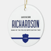 薄パーソナライズされた青ライン警察官 セラミックオーナメント (左)