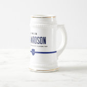 薄パーソナライズされた青ライン警察官 ビールジョッキ (正面右)