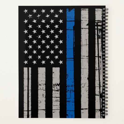 薄パーソナライズされた青ライン警察官 プランナー手帳 (裏面)