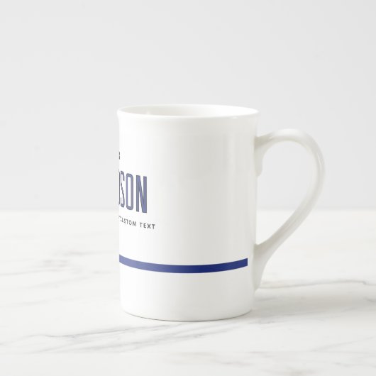 薄パーソナライズされた青ライン警察官 ボーンチャイナマグカップ (右)