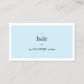 薄ミニマルエレガント青の白いヘアスタイリスト 名刺 (正面)