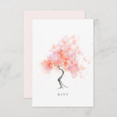 薄ミニマルモダン色ピンク水色ツリー 出欠カード (正面/裏面)