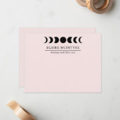 薄モダンいピンクの月のエレガント相 ノートカード (正面/裏面インサイチュ)