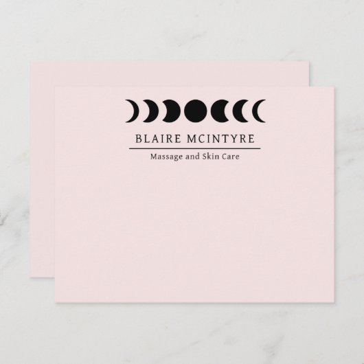 薄モダンいピンクの月のエレガント相 ノートカード (正面/裏面)