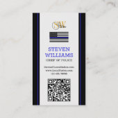 薄モダンいブルーラインとQRコード、写真/モノグラム 名刺 (裏面)