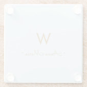 薄モダンい埃の青い金ゴールドスクリプトモノグラム ガラスコースター (裏面)