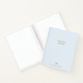 薄モダンい埃の青い金ゴールドスクリプトモノグラム ノートブック (内部)