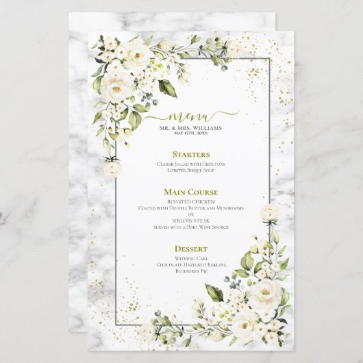 薄モダンい灰色の白フローラ金ゴールド結婚大理石 (正面/裏面)