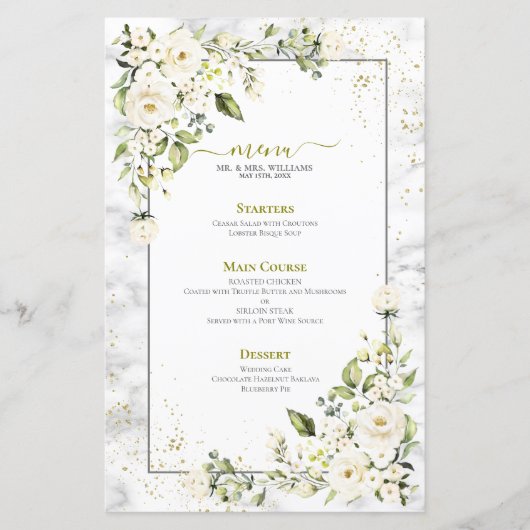 薄モダンい灰色の白フローラ金ゴールド結婚大理石 (正面)