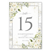 薄モダンい灰色の白フローラ金ゴールド結婚大理石 テーブルナンバー (裏面)