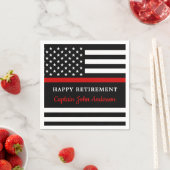 薄モダンい赤線の消防士ハッピーリタイア スタンダードカクテルナプキン (インサイチュ)