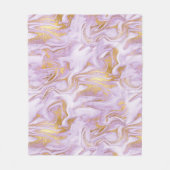 薄モダン紫、白、金ゴールド大理石パターン フリースブランケット (正面)