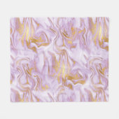 薄モダン紫、白、金ゴールド大理石パターン フリースブランケット (正面(横))