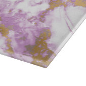 薄モダン紫、白、金ゴールド大理石 カッティングボード (角)