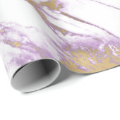 薄モダン紫、白、金ゴールド大理石 ラッピングペーパー (ロールコーナー)