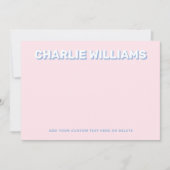 薄モダン色ピンクの平空白のらなノテク ノートカード (正面)