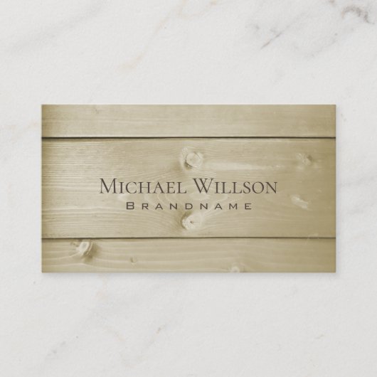 薄モダン茶色の木製ボード木目ルック 名刺 (正面)