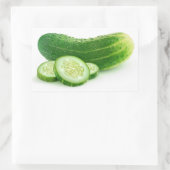 薄切りにした生キュウリ 長方形シール (バッグ)