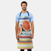 薄切りのスイカの実を布に写した写真を閉じる エプロン (着用した状態)