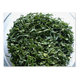 薄切りほうれん草ケールの暗緑色の葉野菜 フォトプリント           
