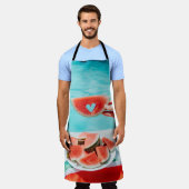 薄切りスイカ白紙 エプロン (着用した状態)