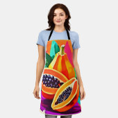 薄切りパパイヤポップ・アートのアート エプロン (着用した状態)