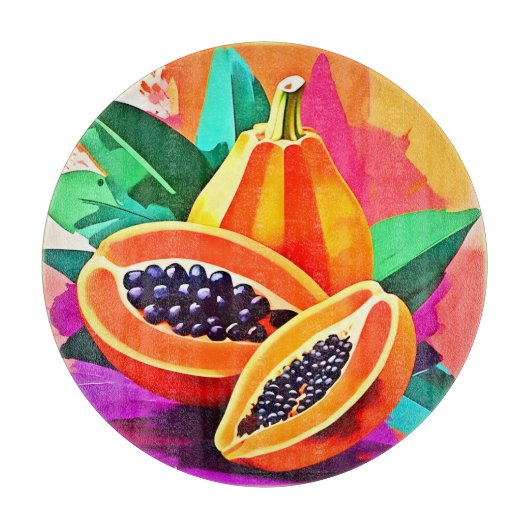 薄切りパパイヤポップ・アートのアート カッティングボード (正面)