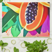 薄切りパパイヤポップ・アートのアート キッチンタオル (折り畳み)