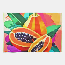 薄切りパパイヤポップ・アートのアート キッチンタオル