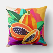 薄切りパパイヤポップ・アートのアート クッション (裏面)