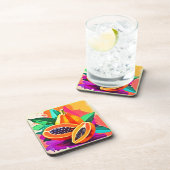 薄切りパパイヤポップ・アートのアート コースター (右側)