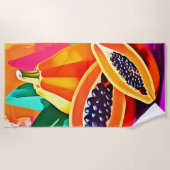 薄切りパパイヤポップ・アートのアート ビーチタオル (正面)