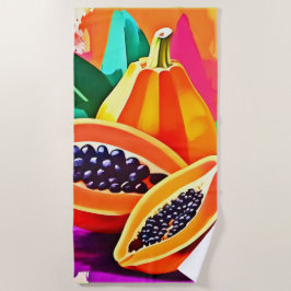 薄切りパパイヤポップ・アートのアート ビーチタオル