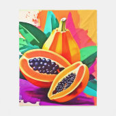 薄切りパパイヤポップ・アートのアート フリースブランケット (正面)