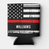 薄動揺してい赤い線パーソナライズされた消防士 缶クーラー (正面)