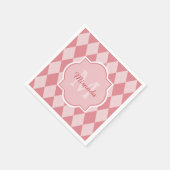 薄名門私立校風の色ピンクアーガイルモノグラガーリームパーティー名 スタンダードカクテルナプキン (角)