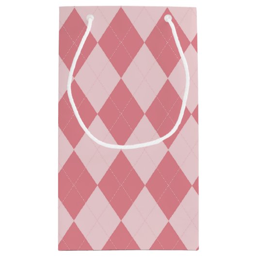 薄名門私立校風の色ピンクアーガイルモノグラガーリームパーティー名 スモールペーパーバッグ (裏面)