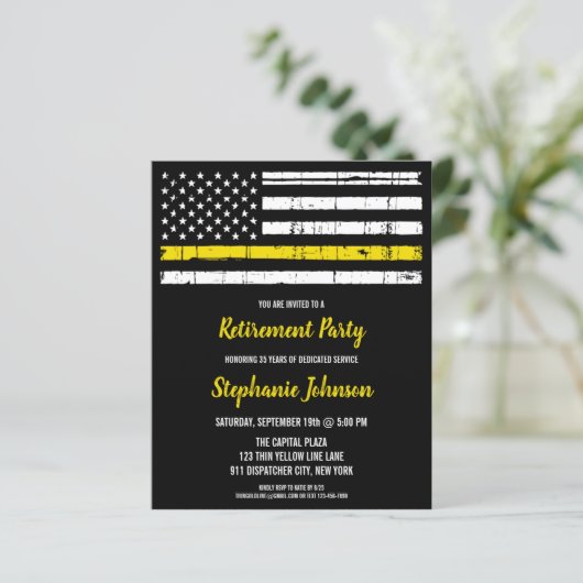 薄型イエローライン警察911ディスパッチャー退職 (スタンド正面)