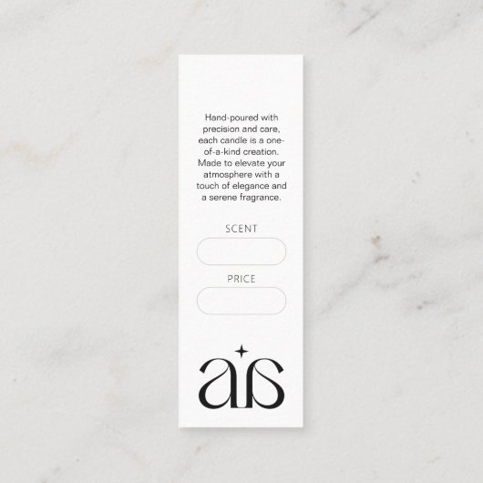 薄型キャンドル製品のJAR価格つるラベルカード スキニー名刺 (裏面)