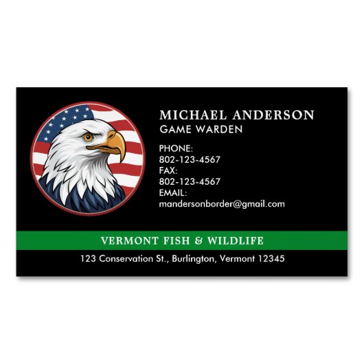 薄型グリーンライン軍隊警察縁どパトロロゴ マグネット名刺 (正面)