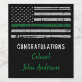 薄型グリーンライン軍隊退職祝い ワインラベル (シングルラベル)