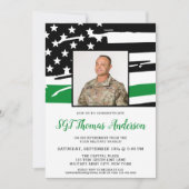 薄型グリーンライン退職パーティー軍隊 招待状 (正面)