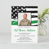 薄型グリーンライン退職パーティー軍隊 招待状 (スタンド正面)