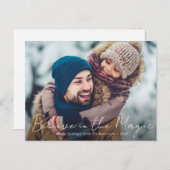 薄型スクリプトフォトクリスマスホリデーグリーティングカード ポストカード (正面/裏面)