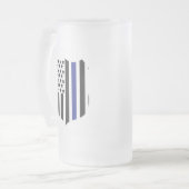 薄型ブルーラインバッジ、サポート警察 フロストグラスビールジョッキ (正面左)