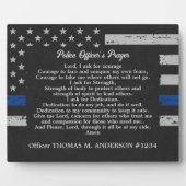 薄型ブルーラインパーソナライゼーション警察官の祈りの言葉 フォトプラーク (正面)