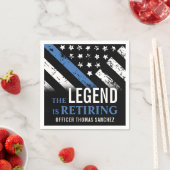 薄型ブルーラインフラッグ警察の退職パーティー スタンダードカクテルナプキン (インサイチュ)