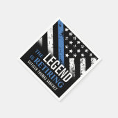 薄型ブルーラインフラッグ警察の退職パーティー スタンダードカクテルナプキン (角)