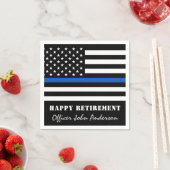 薄型ブルーラインフラッグ警察の退職パーティー スタンダードカクテルナプキン (インサイチュ)